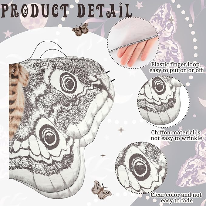 Cape Ailes de Papillon Gris – Châle Mystique pour Festival et Costume