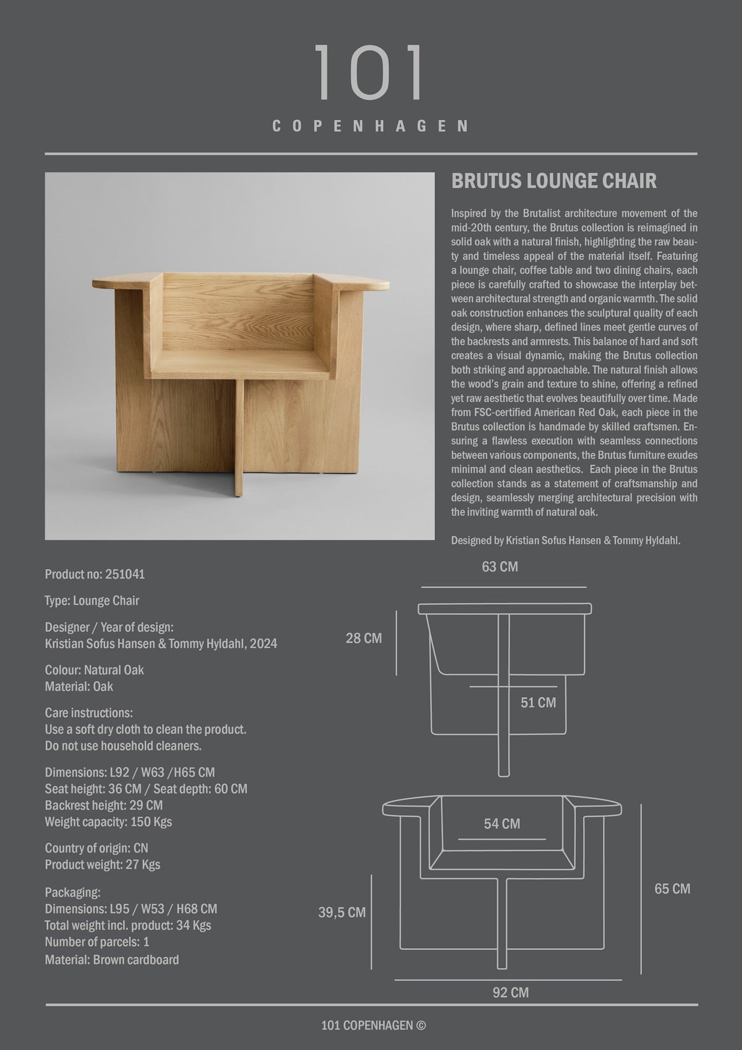 Fauteuil Brutus - Chêne naturel
