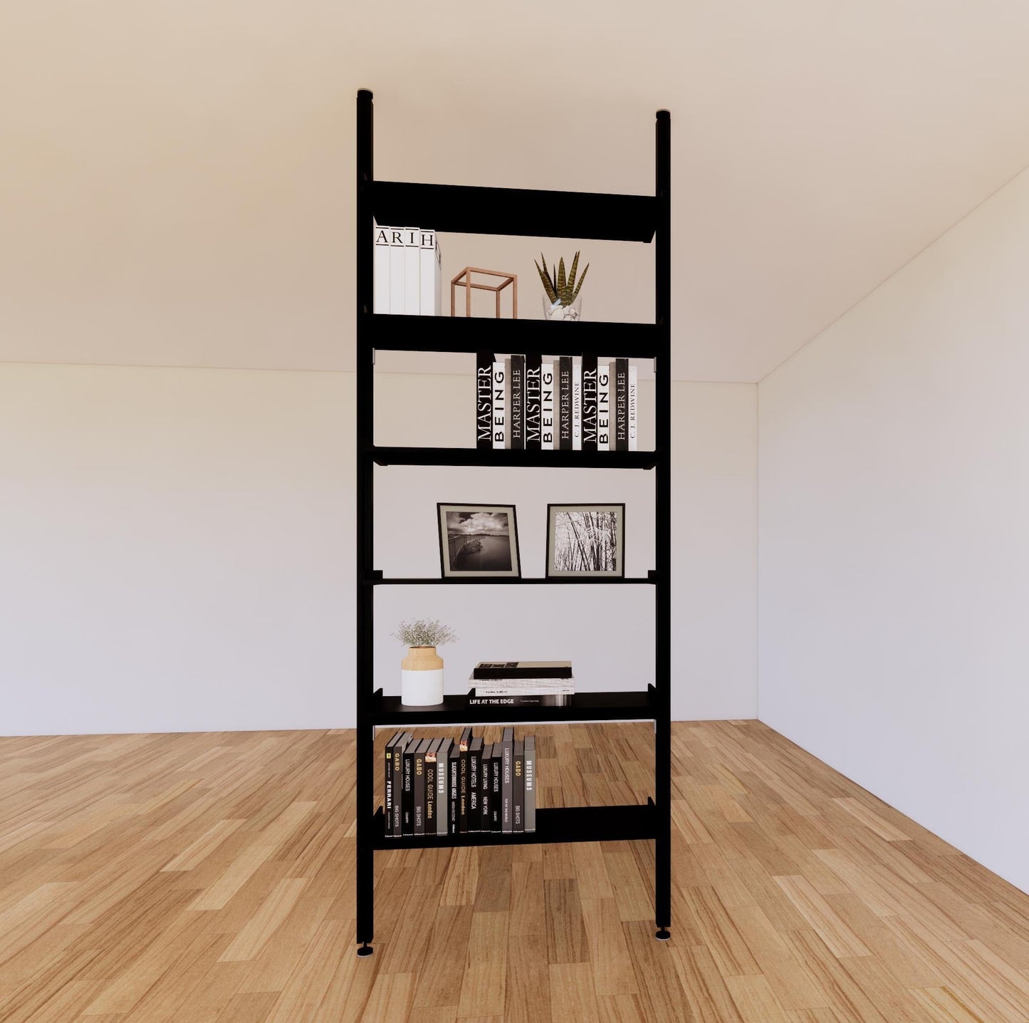ModShelf Floor to Ceiling Room Divider Shelving with Cabinets