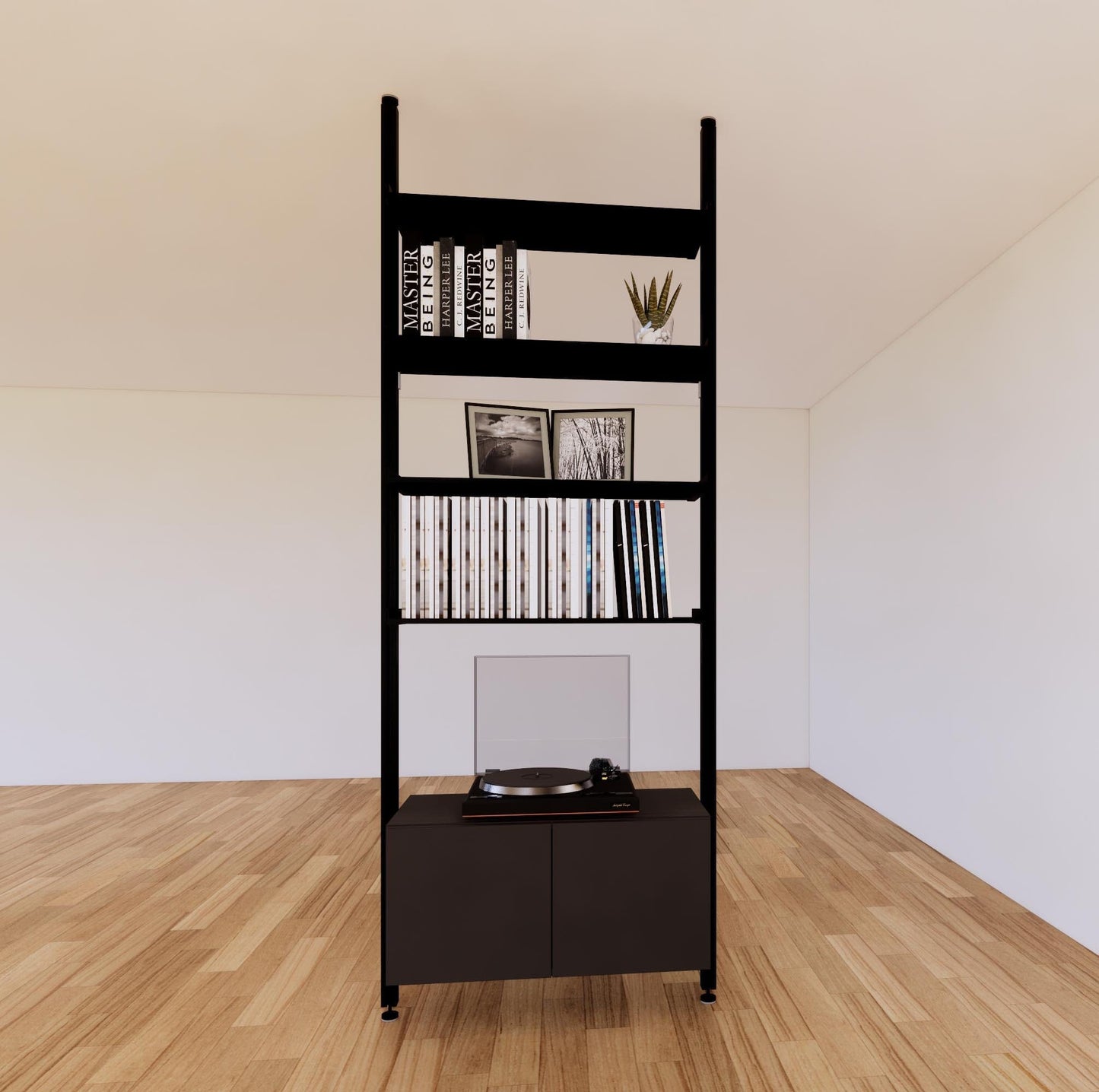 ModShelf Floor to Ceiling Room Divider Shelving with Cabinets