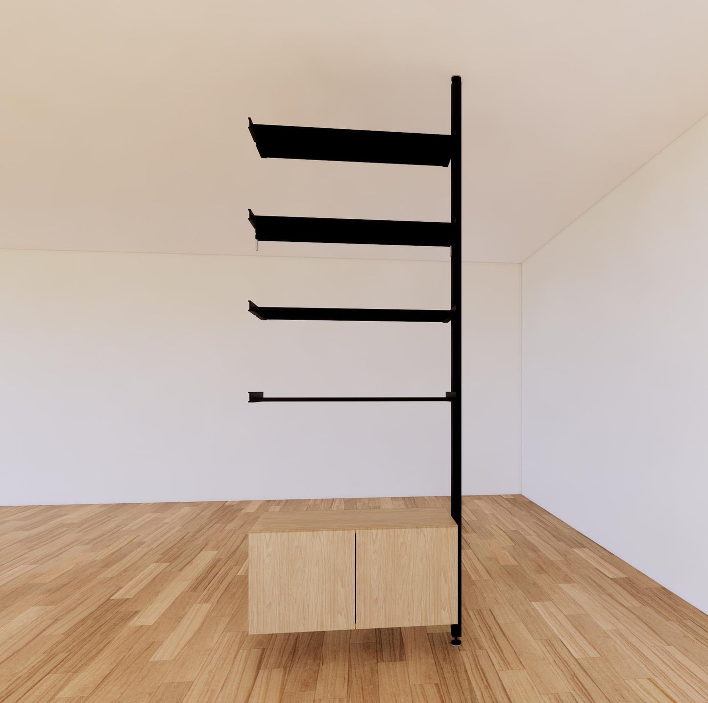 ModShelf Floor to Ceiling Room Divider Shelving with Cabinets