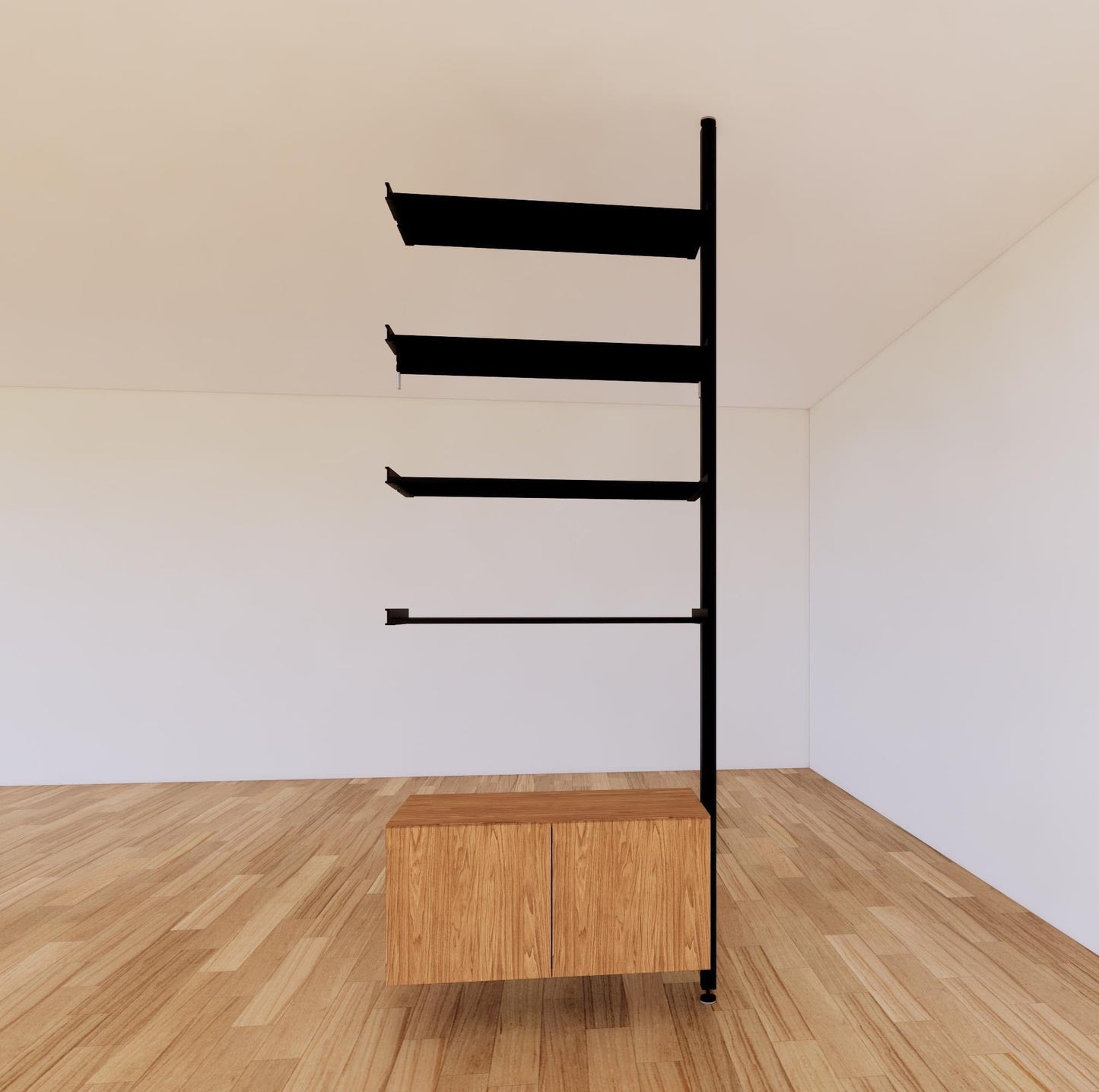 ModShelf Floor to Ceiling Room Divider Shelving with Cabinets