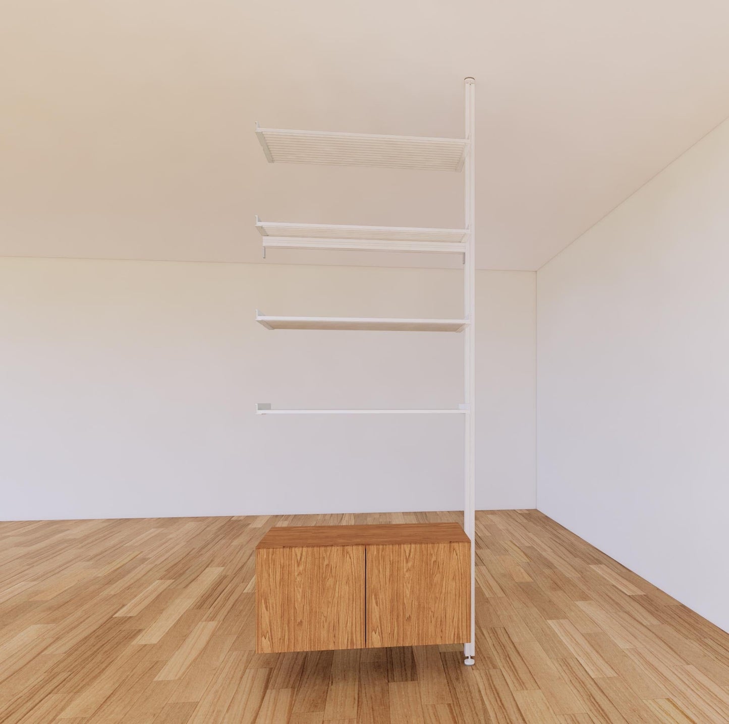 ModShelf Floor to Ceiling Room Divider Shelving with Cabinets
