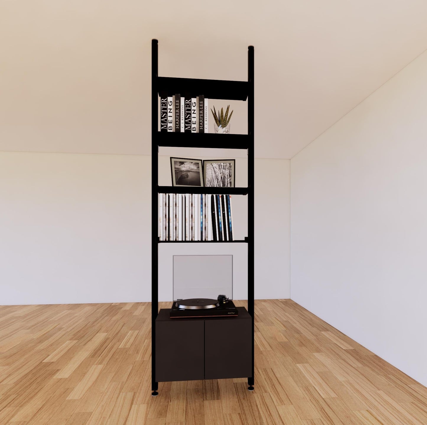 ModShelf Floor to Ceiling Room Divider Shelving with Cabinets