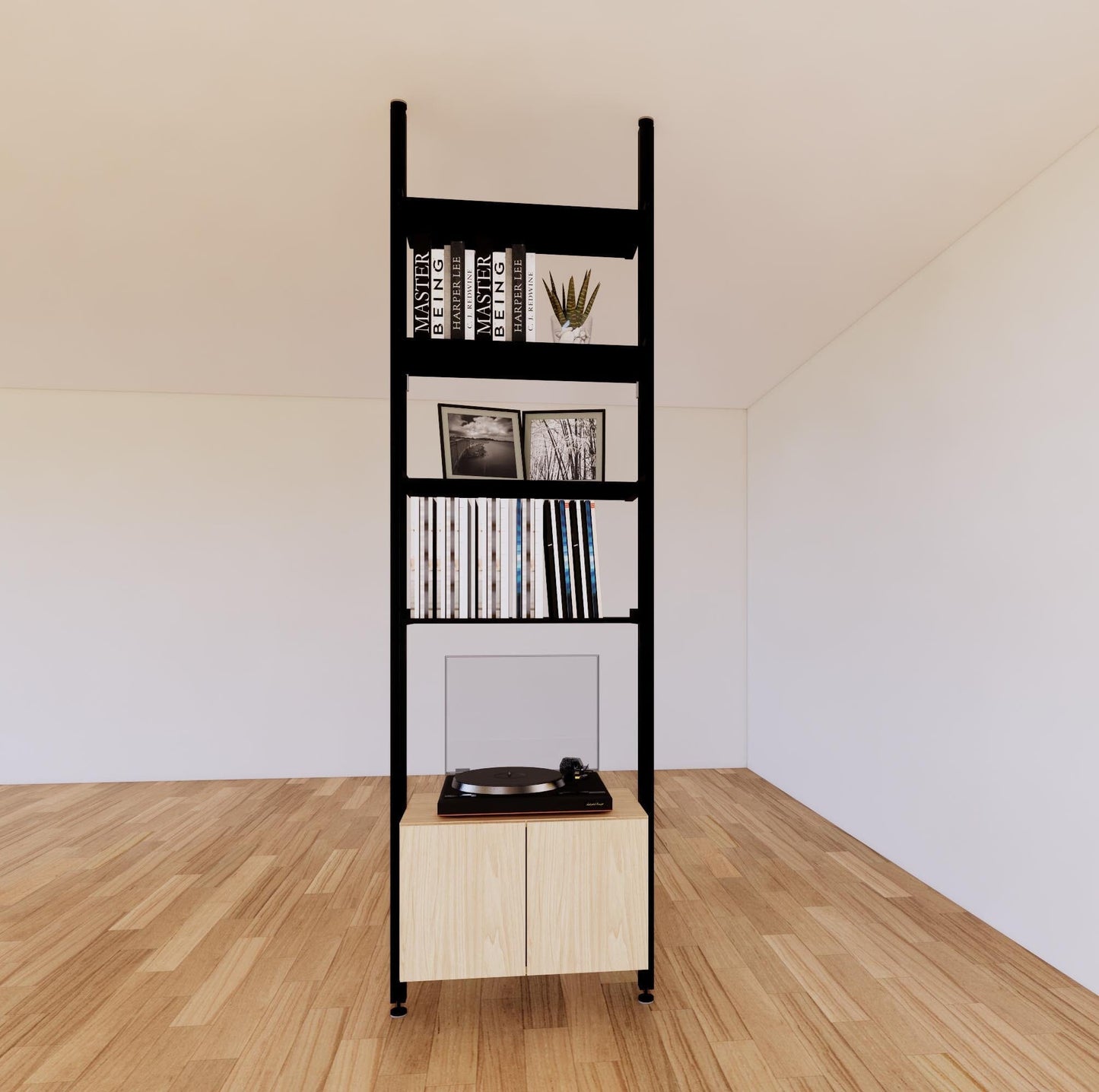ModShelf Floor to Ceiling Room Divider Shelving with Cabinets