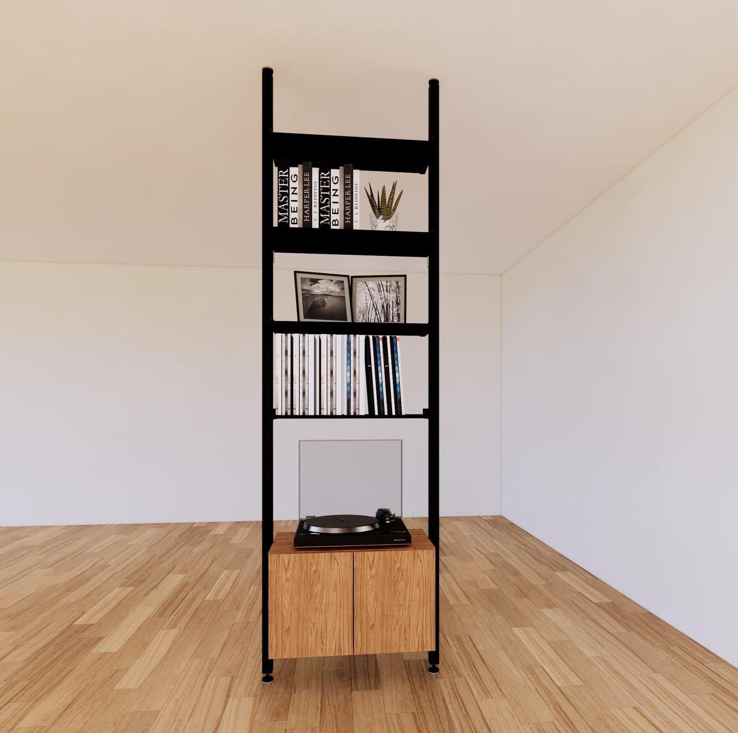 ModShelf Floor to Ceiling Room Divider Shelving with Cabinets