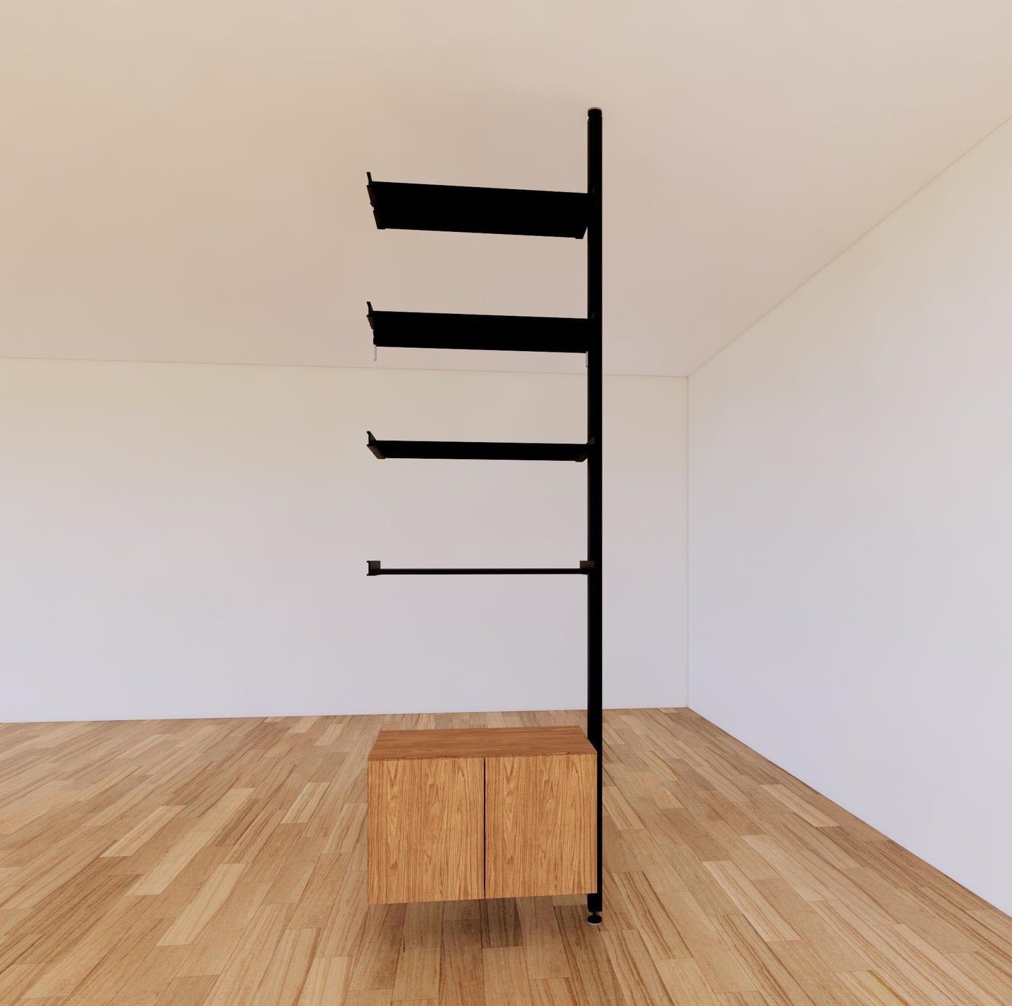 ModShelf Floor to Ceiling Room Divider Shelving with Cabinets