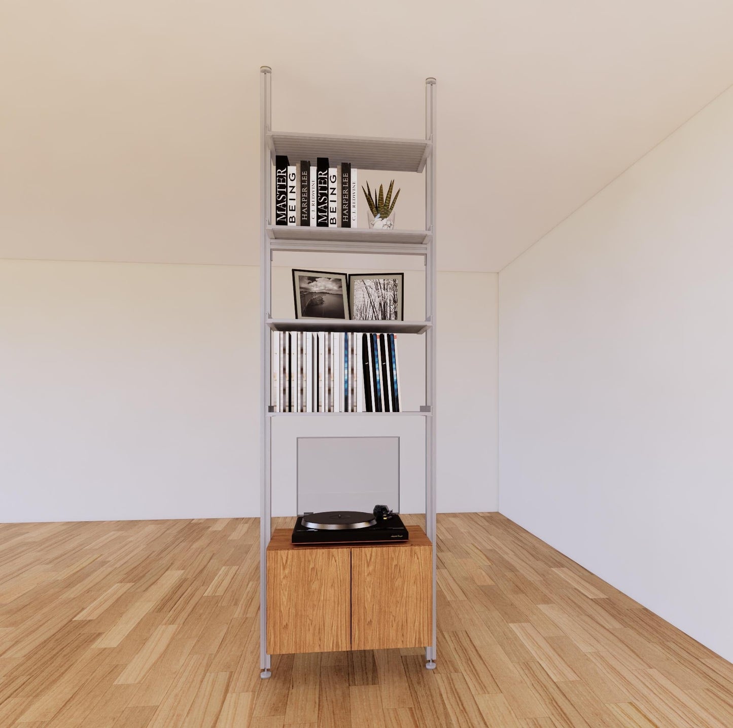 ModShelf Floor to Ceiling Room Divider Shelving with Cabinets