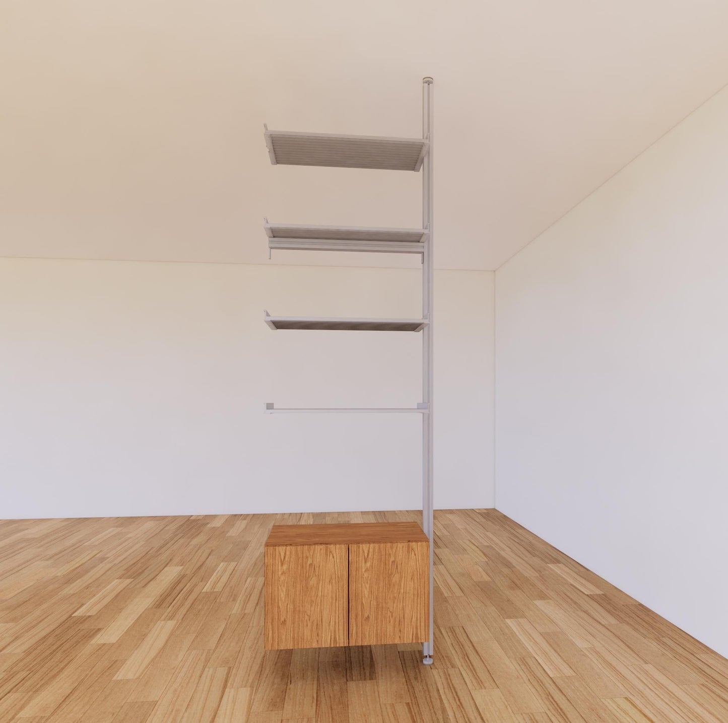 ModShelf Floor to Ceiling Room Divider Shelving with Cabinets