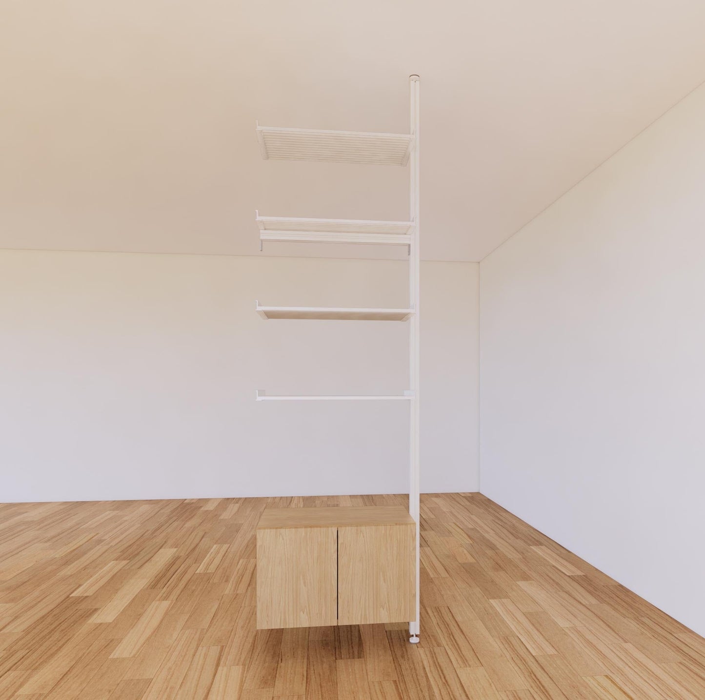 ModShelf Floor to Ceiling Room Divider Shelving with Cabinets