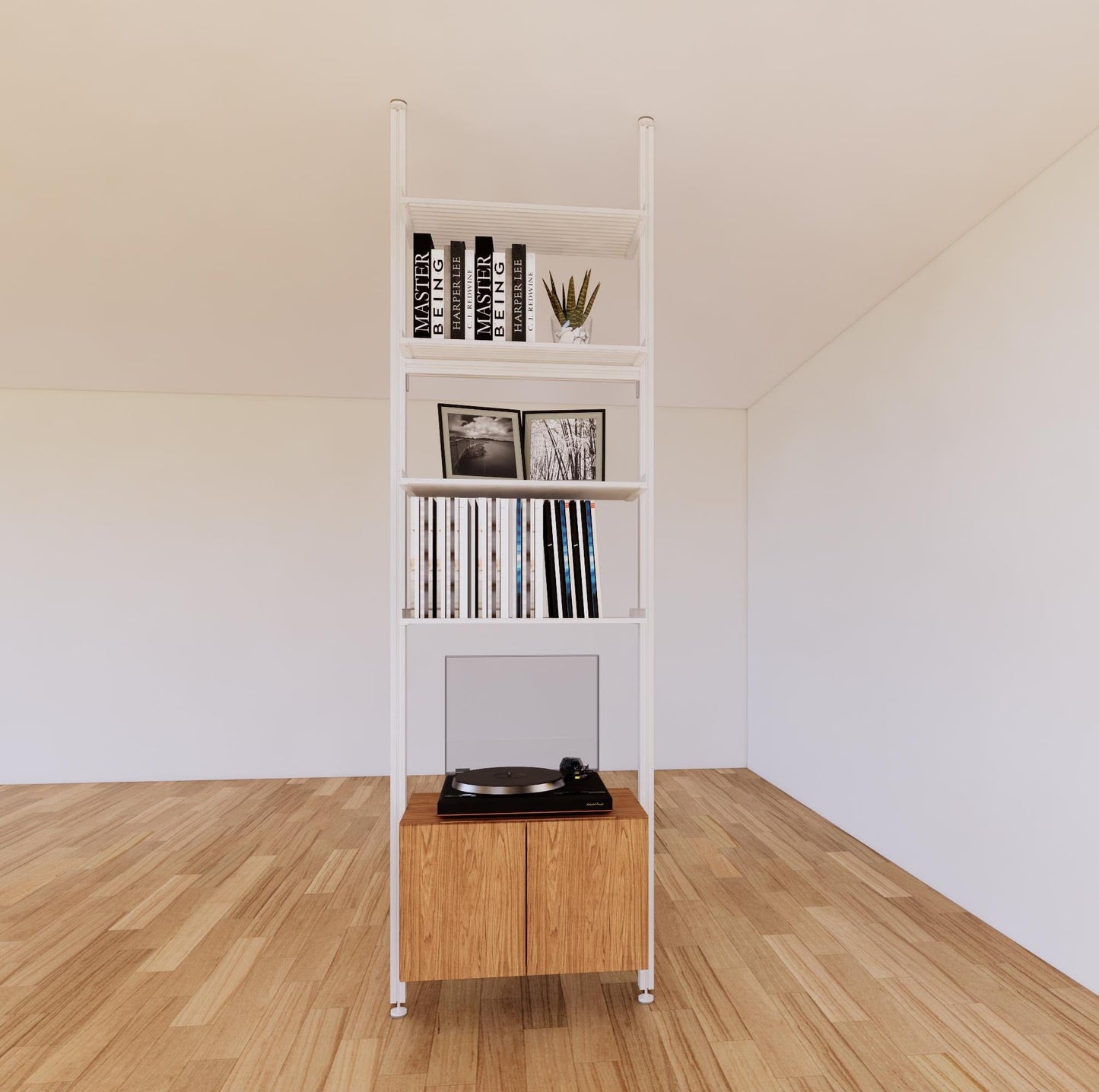 ModShelf Floor to Ceiling Room Divider Shelving with Cabinets