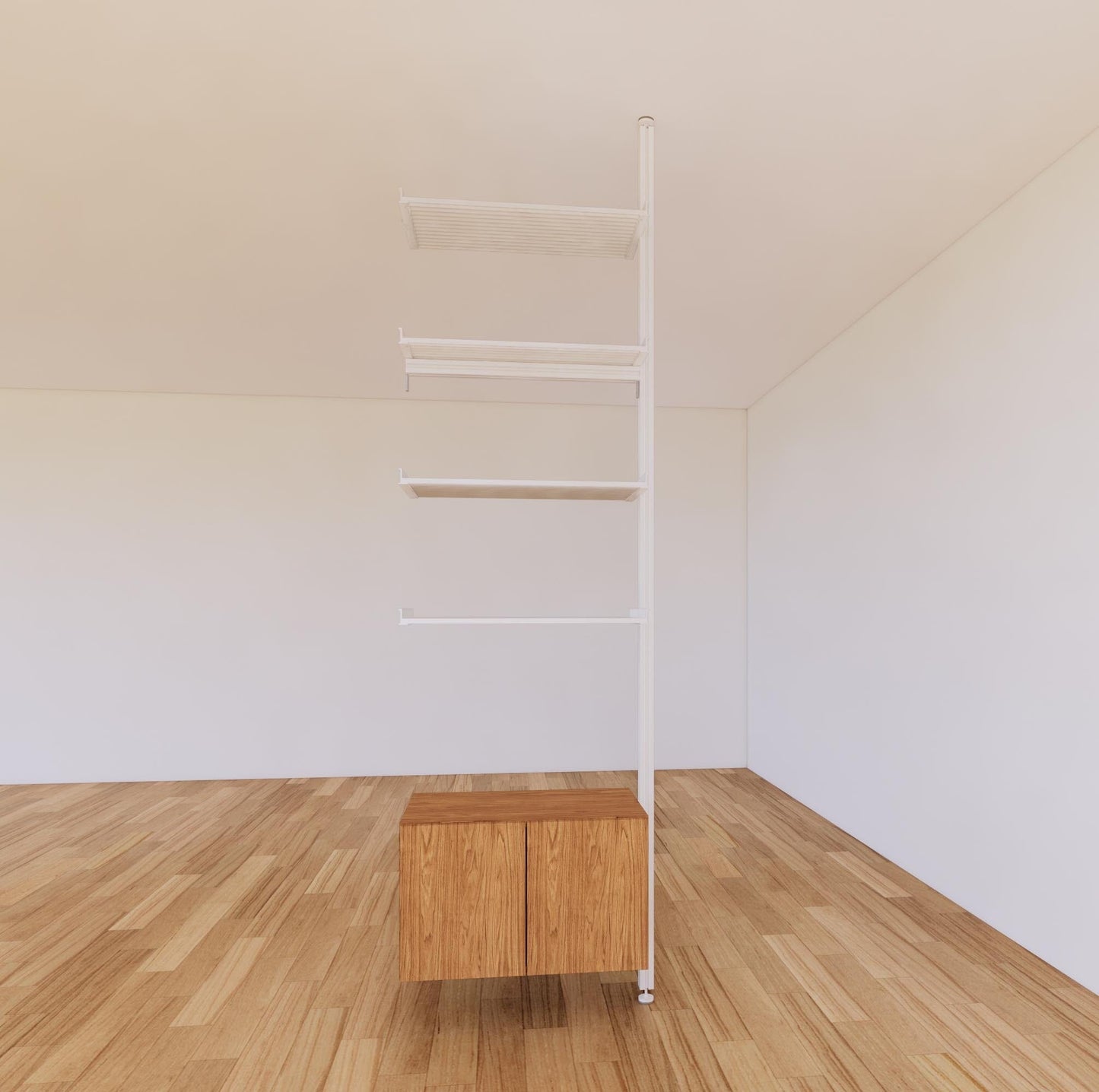ModShelf Floor to Ceiling Room Divider Shelving with Cabinets