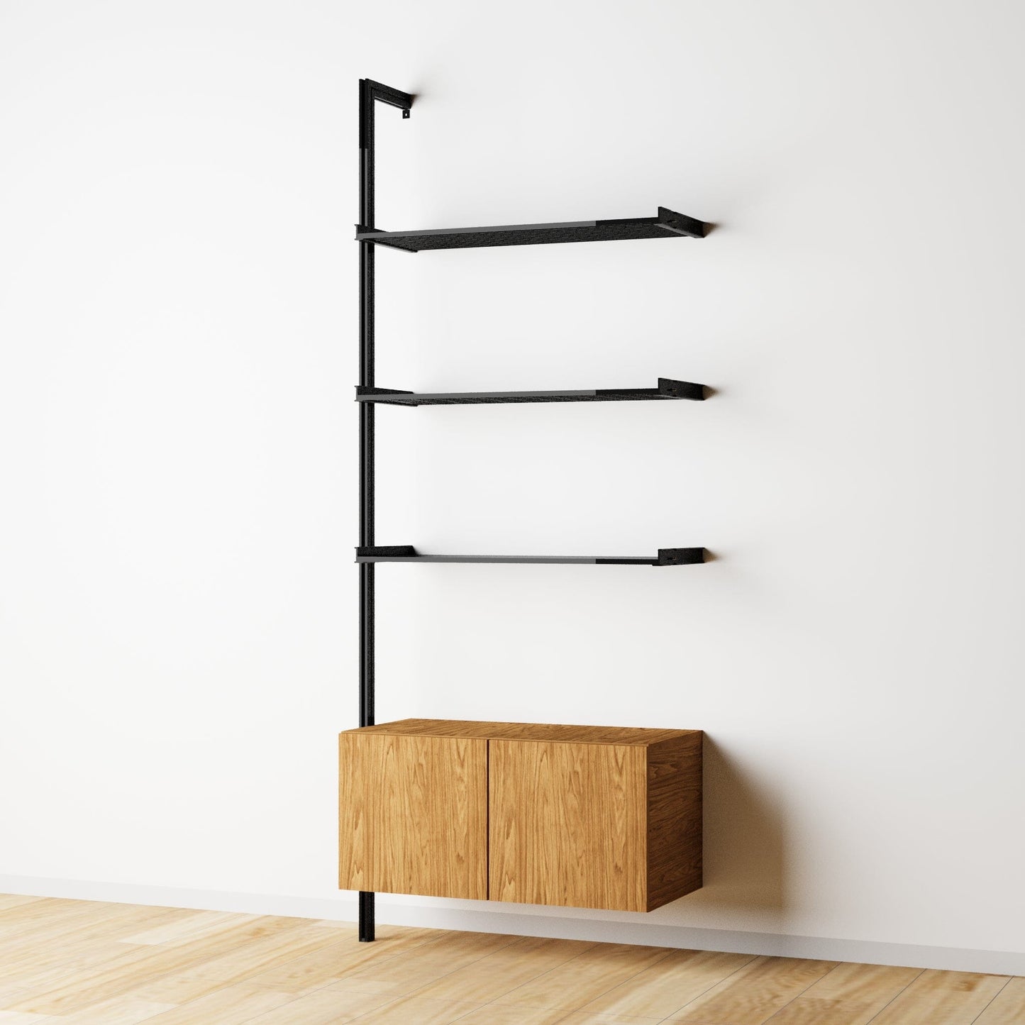 Modular Shelving Units - Aluminum Shelves and Wood Cabinets