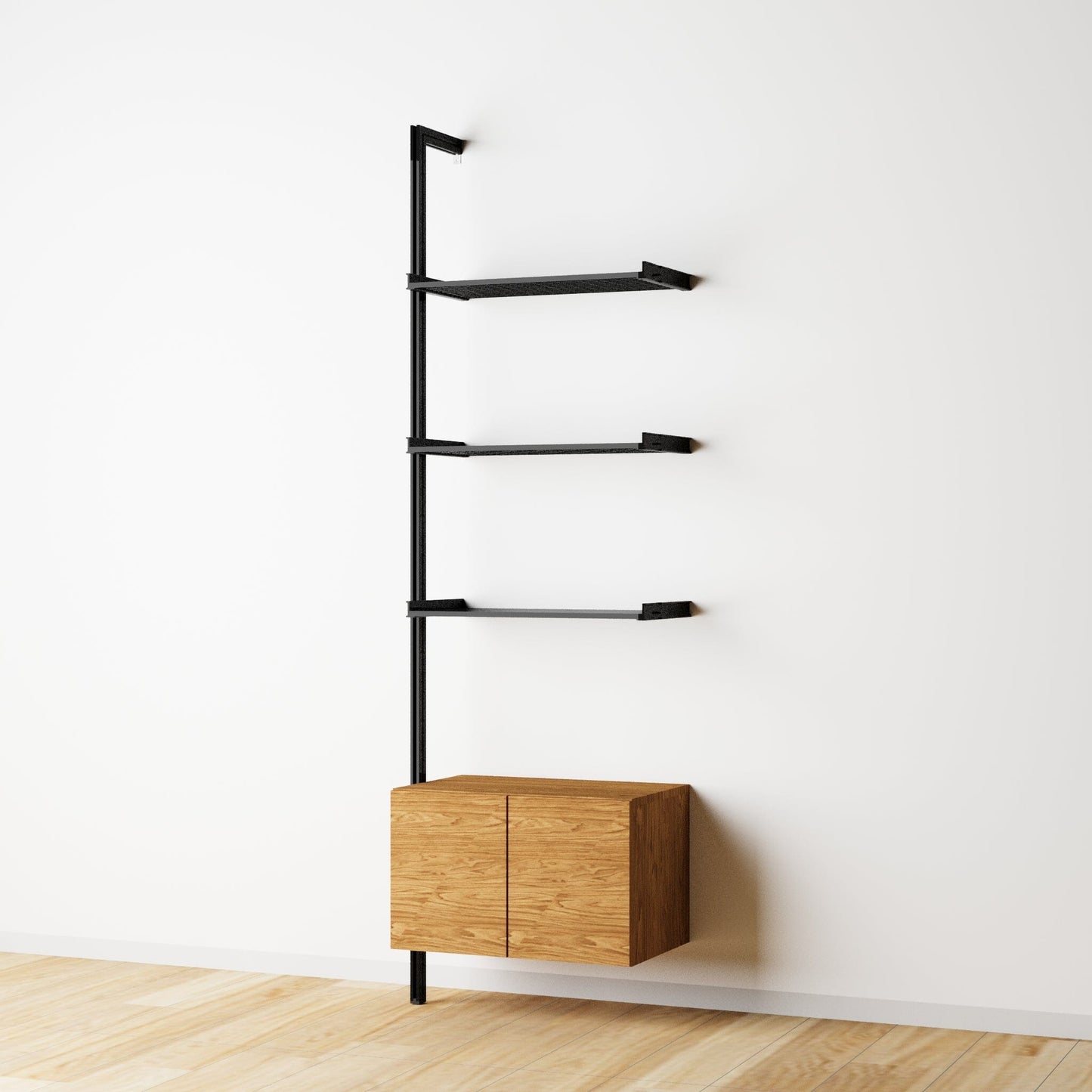 Modular Shelving Units - Aluminum Shelves and Wood Cabinets