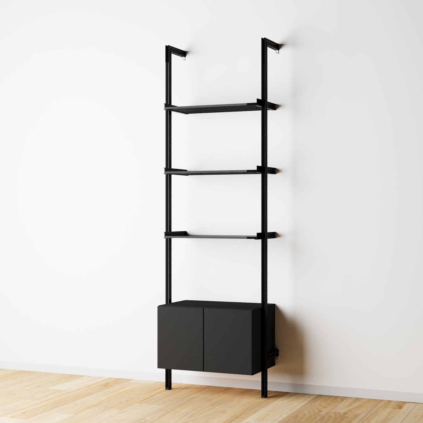 Modular Shelving Units - Aluminum Shelves and Wood Cabinets