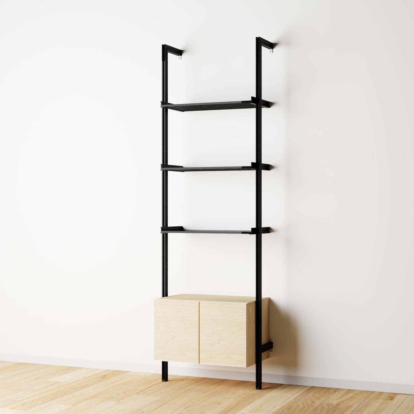 Modular Shelving Units - Aluminum Shelves and Wood Cabinets