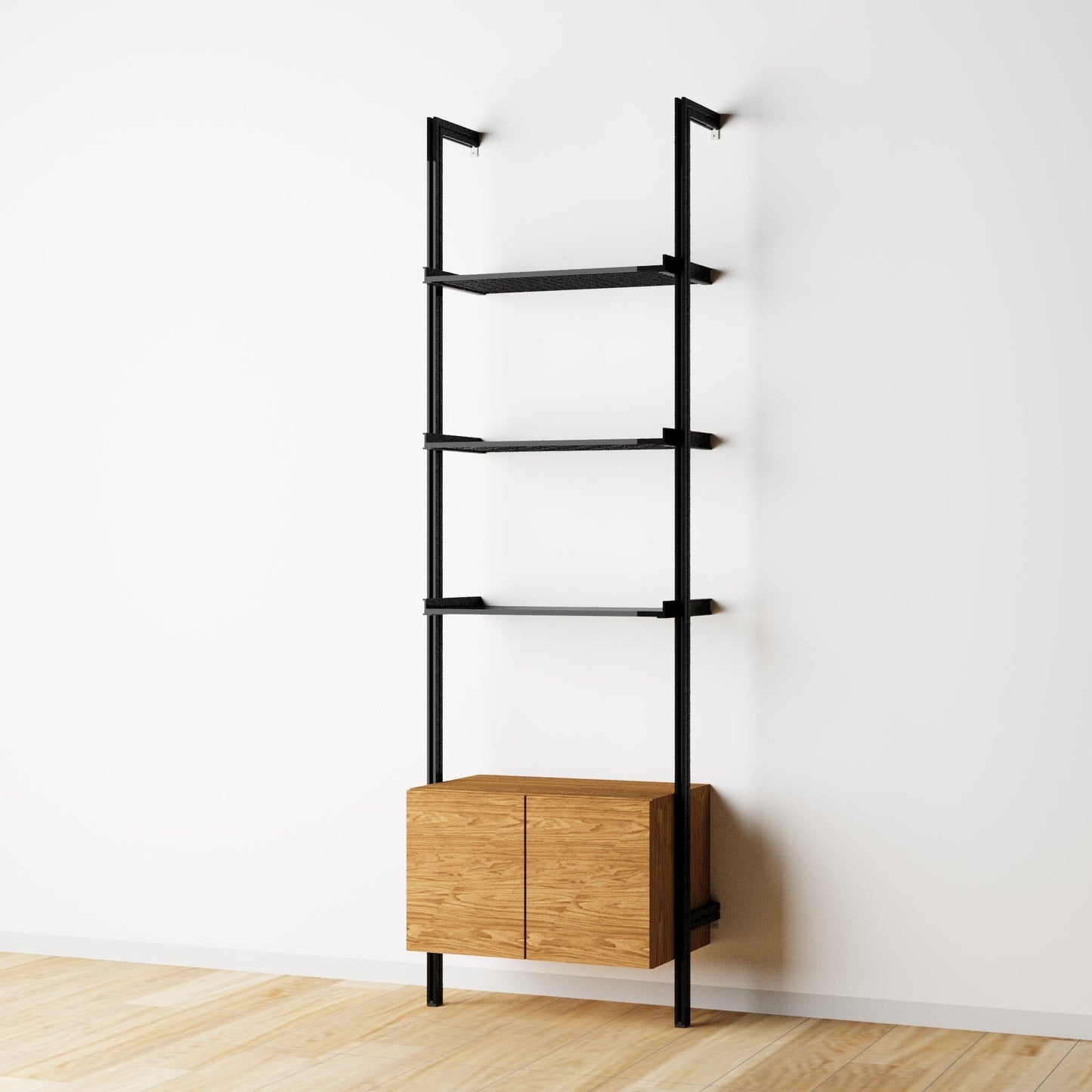 Modular Shelving Units - Aluminum Shelves and Wood Cabinets