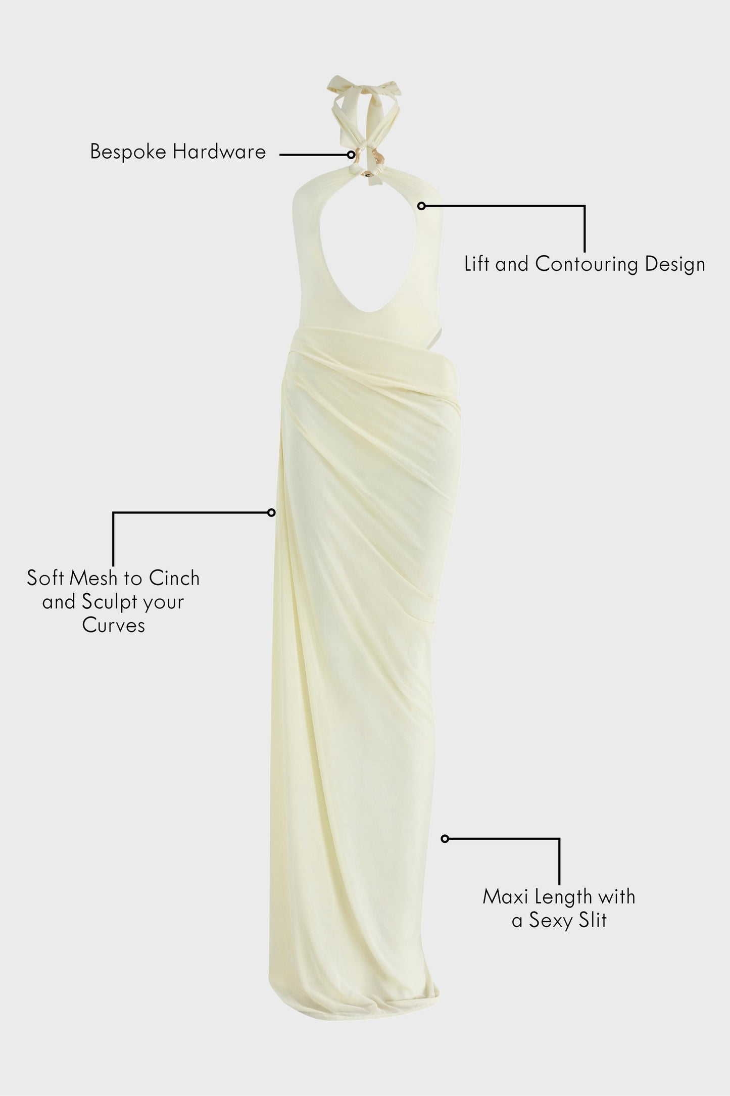 Robe Athena avec jupe amovible en jaune pâle