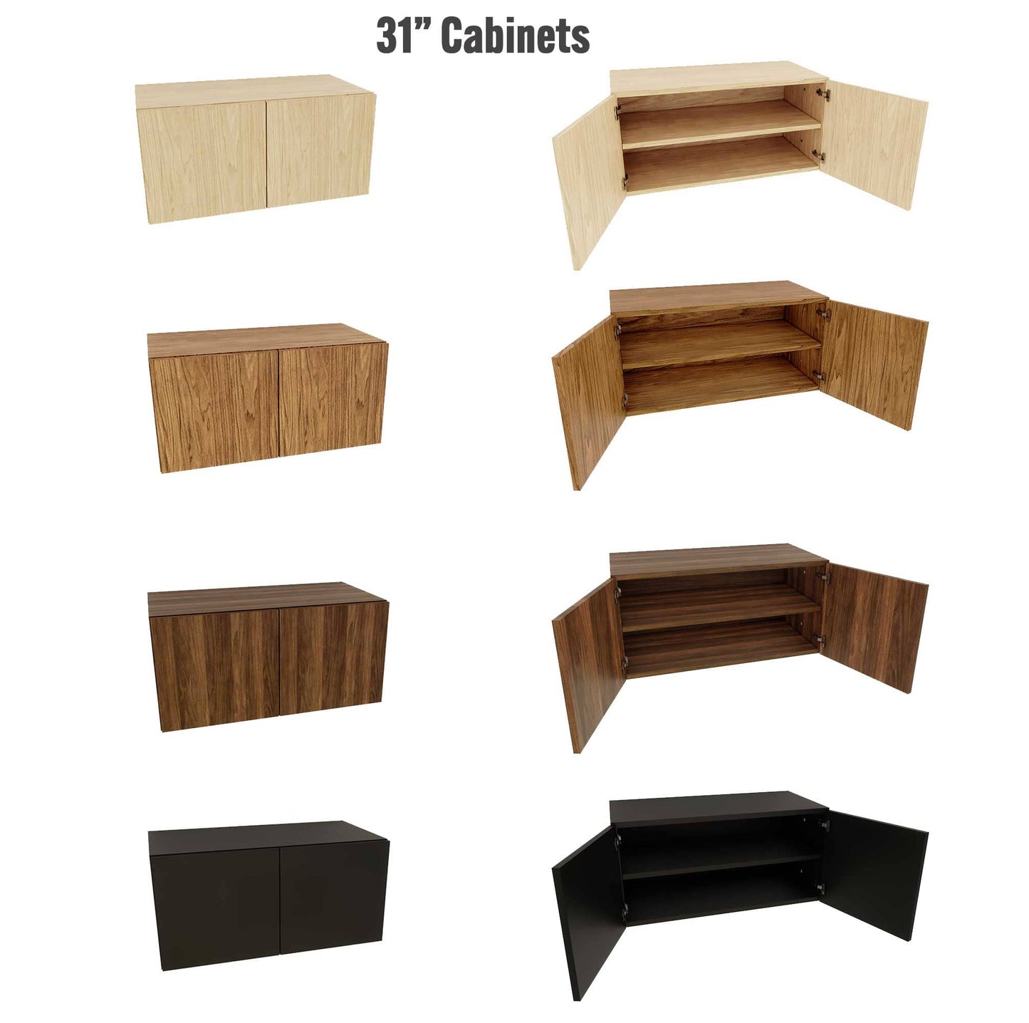 Modular Shelving Units - Aluminum Shelves and Wood Cabinets