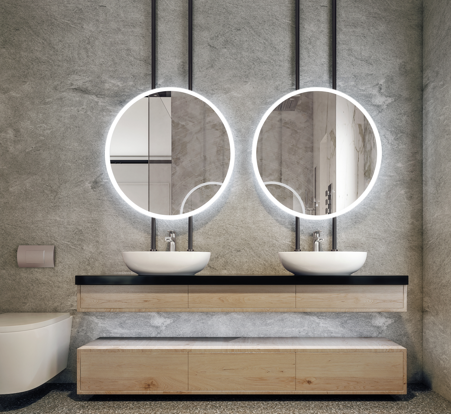 Luna Round Lighted Bathroom Vanity Mirror