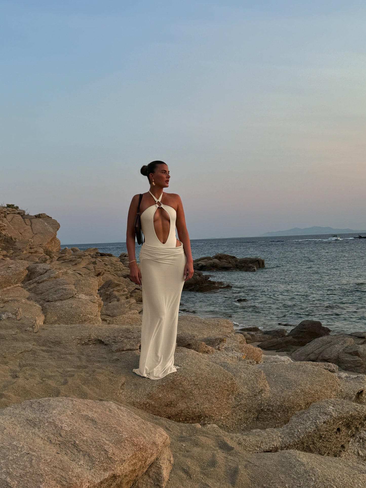 The Athena Dress with Detachable Skirt in Soft Yellow