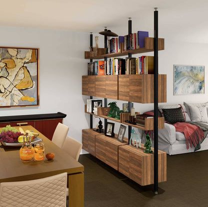 ModShelf Floor to Ceiling Room Divider Shelving with Cabinets