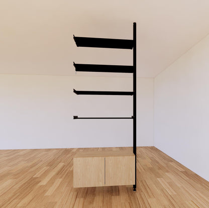 ModShelf Floor to Ceiling Room Divider Shelving with Cabinets