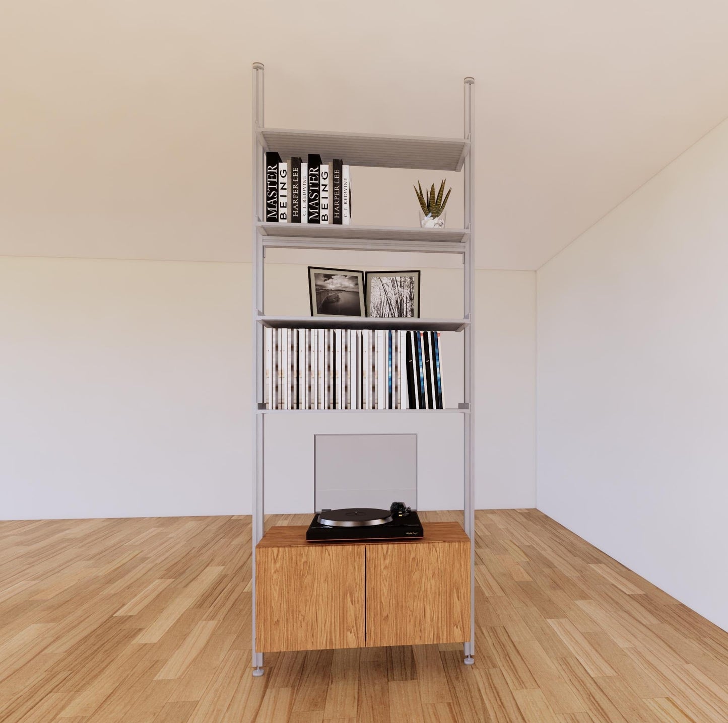 ModShelf Floor to Ceiling Room Divider Shelving with Cabinets