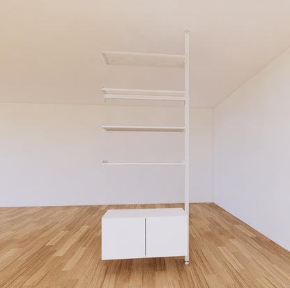 ModShelf Floor to Ceiling Room Divider Shelving with Cabinets
