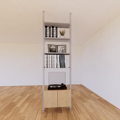 ModShelf Floor to Ceiling Room Divider Shelving with Cabinets