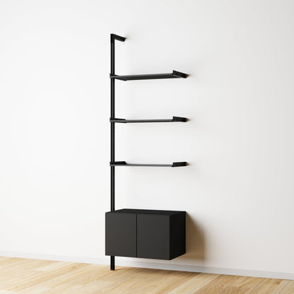 Modular Shelving Units - Aluminum Shelves and Wood Cabinets