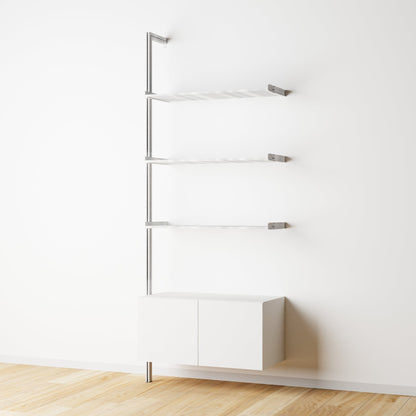 Modular Shelving Units - Aluminum Shelves and Wood Cabinets