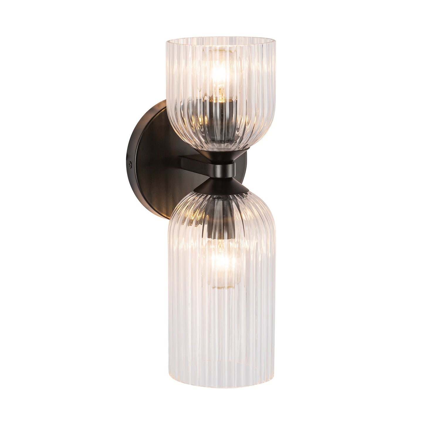 Elle Wall Sconce, Matte Black and Clear Glass