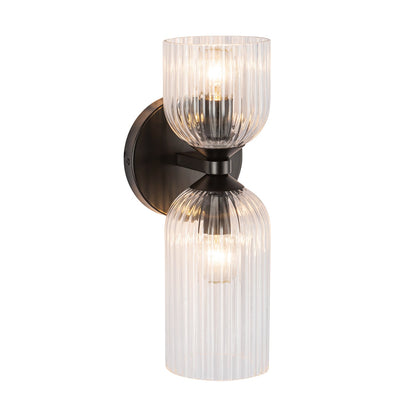 Elle Wall Sconce, Matte Black and Clear Glass