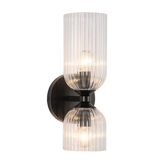 Elle Wall Sconce, Matte Black and Clear Glass