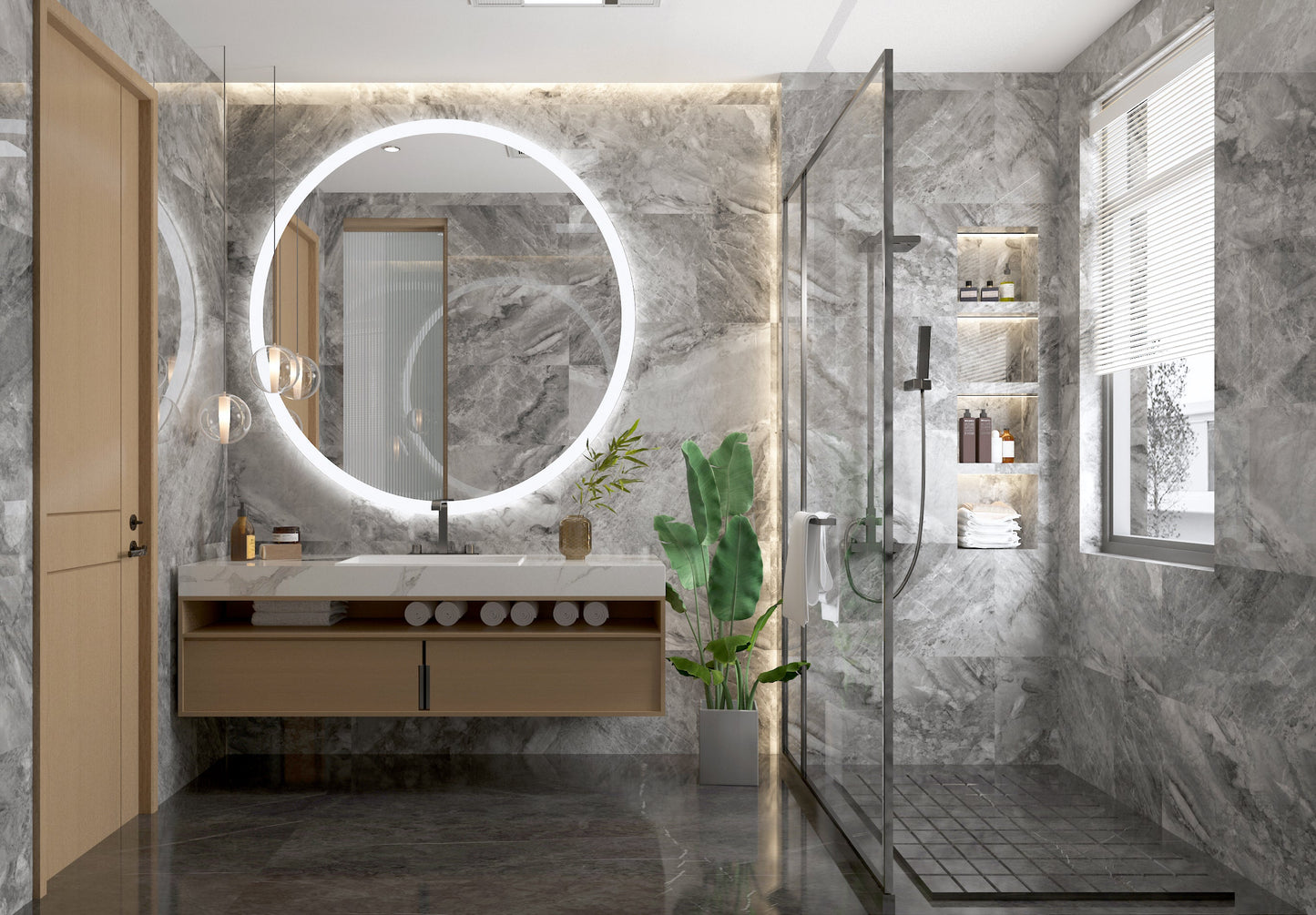 Luna Round Lighted Bathroom Vanity Mirror