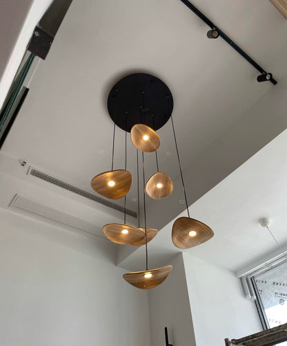 Kintsu Wood Wabi Sabi Japandi Pendant Light Chandelier