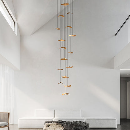 Kintsu Wood Wabi Sabi Japandi Pendant Light Chandelier