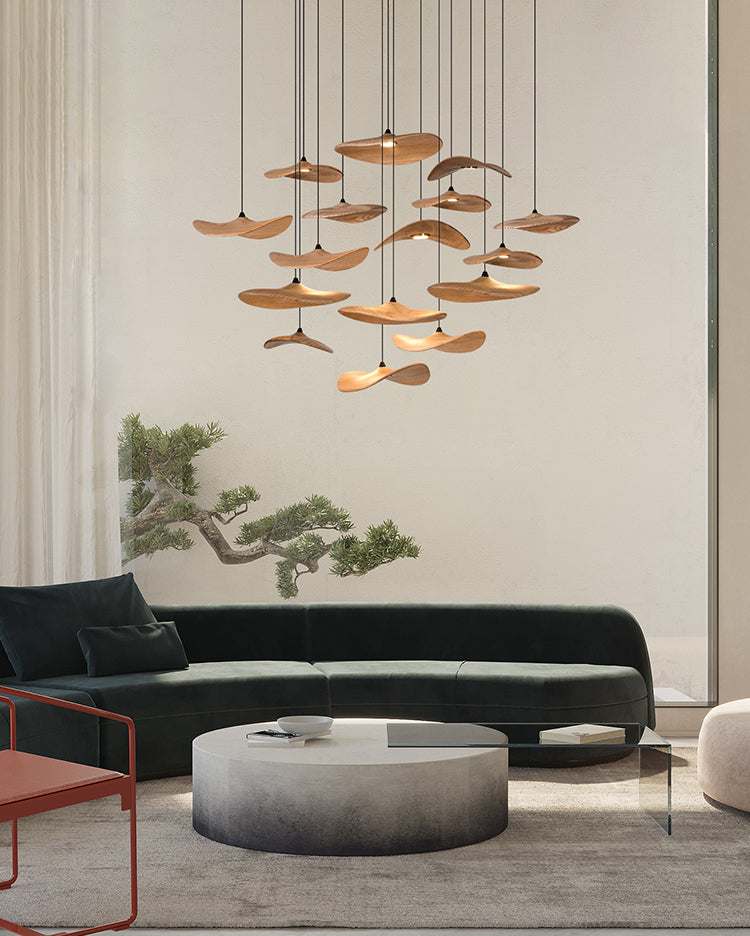Kintsu Wood Wabi Sabi Japandi Pendant Light Chandelier