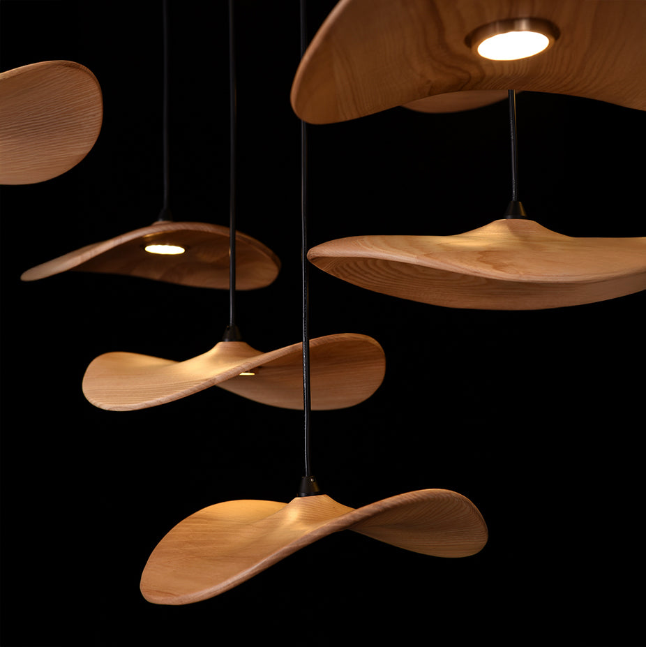 Kintsu Wood Wabi Sabi Japandi Pendant Light Chandelier