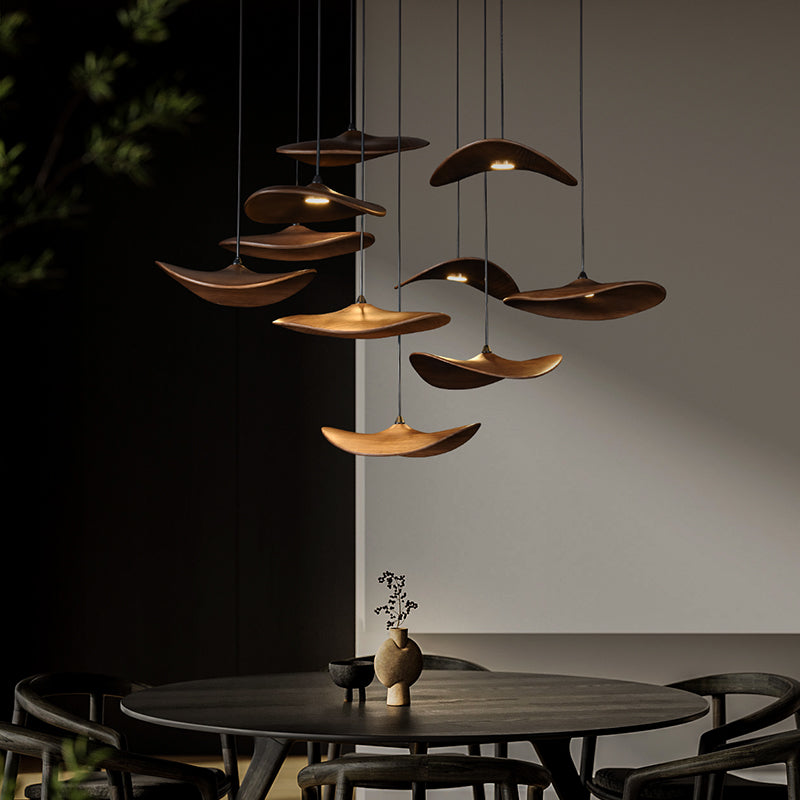 Kintsu Wood Wabi Sabi Japandi Pendant Light Chandelier