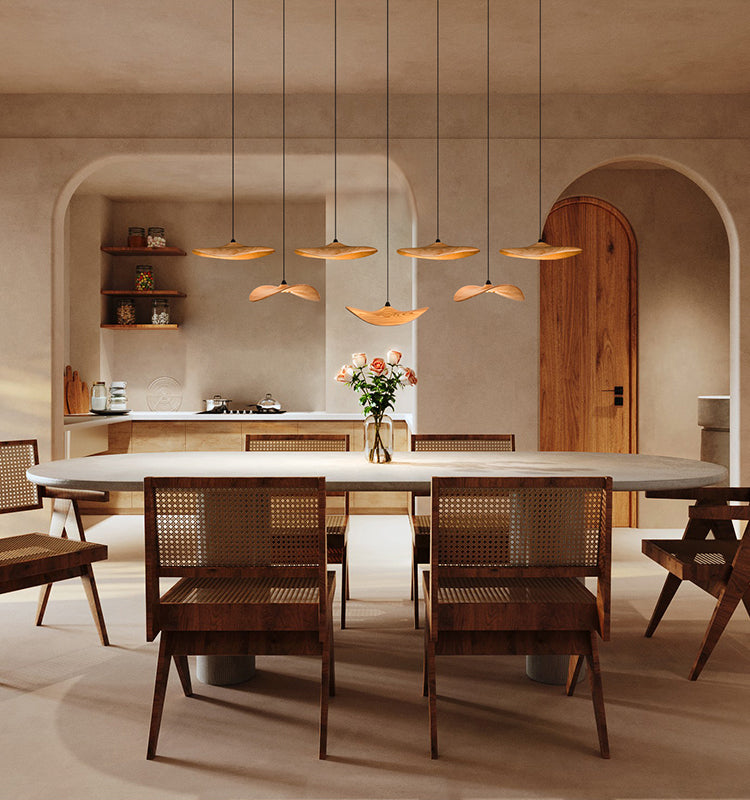 Kintsu Wood Wabi Sabi Japandi Pendant Light Chandelier