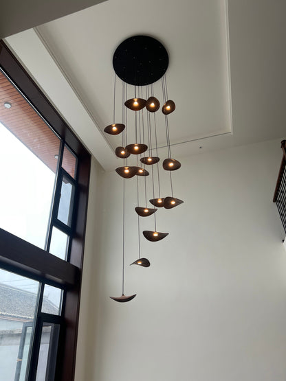 Kintsu Wood Wabi Sabi Japandi Pendant Light Chandelier