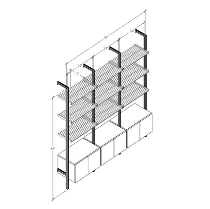 Modular Shelving Units - Aluminum Shelves and Wood Cabinets
