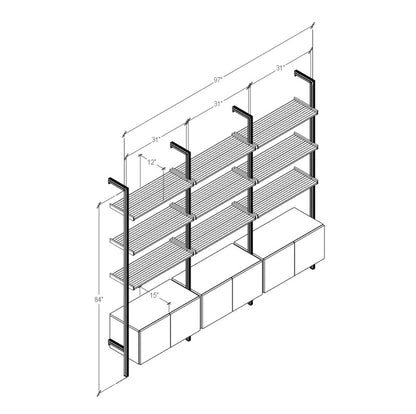 Modular Shelving Units - Aluminum Shelves and Wood Cabinets