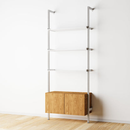 Modular Shelving Units - Aluminum Shelves and Wood Cabinets