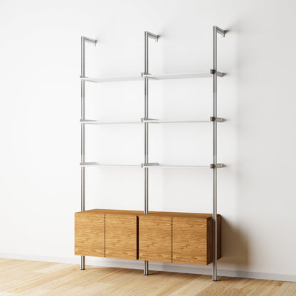Modular Shelving Units - Aluminum Shelves and Wood Cabinets