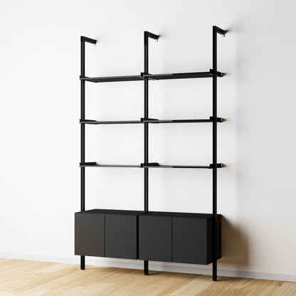 Modular Shelving Units - Aluminum Shelves and Wood Cabinets