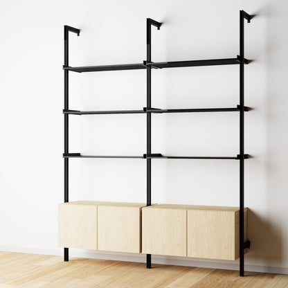 Modular Shelving Units - Aluminum Shelves and Wood Cabinets