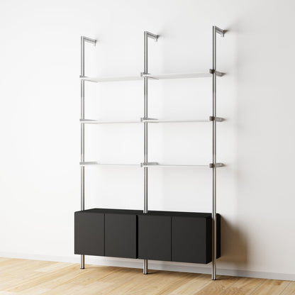 Modular Shelving Units - Aluminum Shelves and Wood Cabinets
